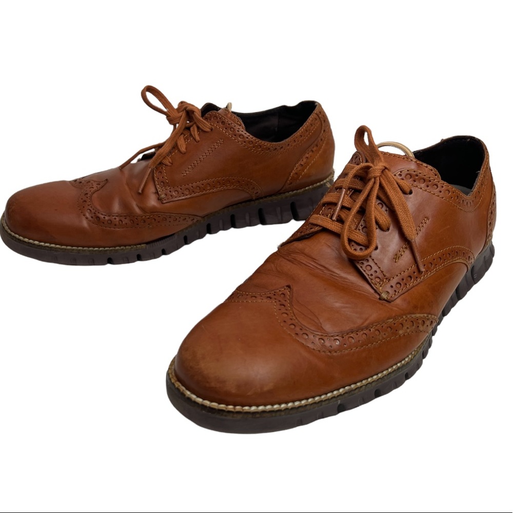 Cole Haan Mens Zerogrand Oxfords Shoes Brown Leather Wingtip Brogue C22747 9.5 M